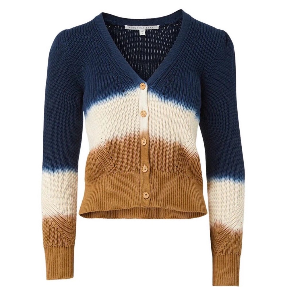 Veronica Beard Parula Cotton
Cardigan Blue and Brown Ombre M Sweater‎ - Picture 4 of 9